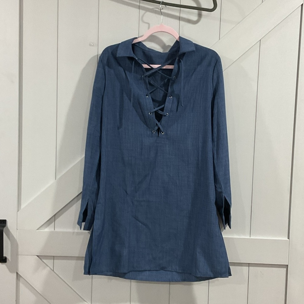 Amazon Essentials Blue Long Sleeve Dress